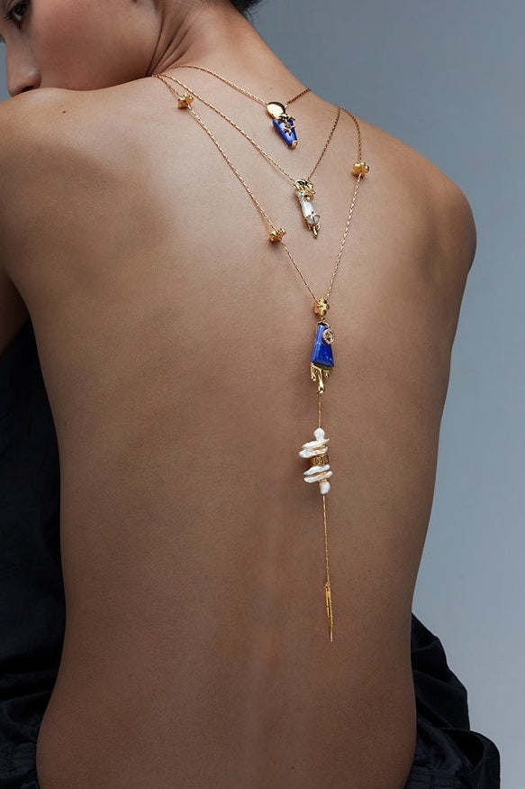 Outhouse Gold Lazuli Sculpt Layered Necklace available on sincerelyindia