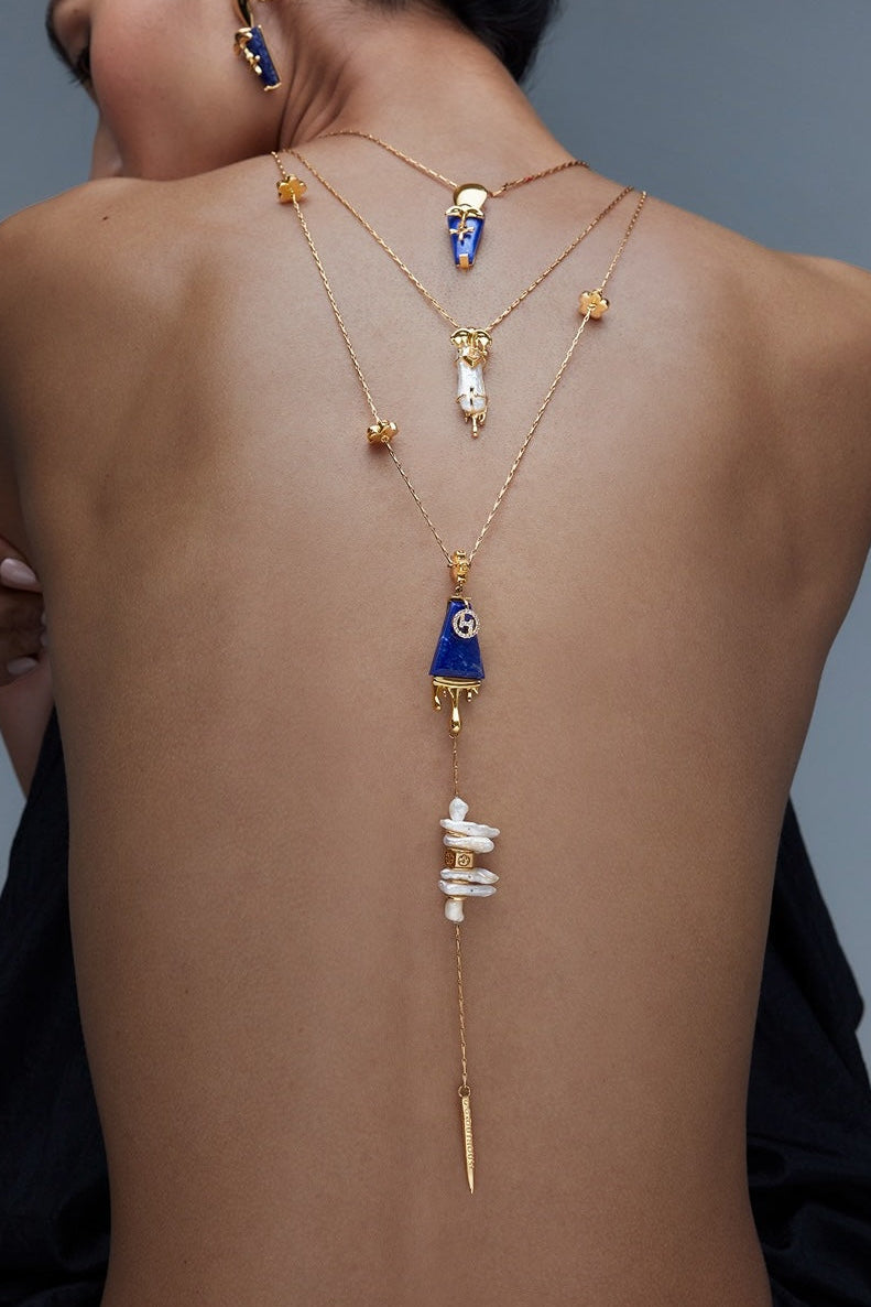 Outhouse Gold Lazuli Sculpt Layered Necklace available on sincerelyindia