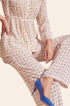 Nautanky ivory co-ord set, close-up of dune print on crepe fabric
