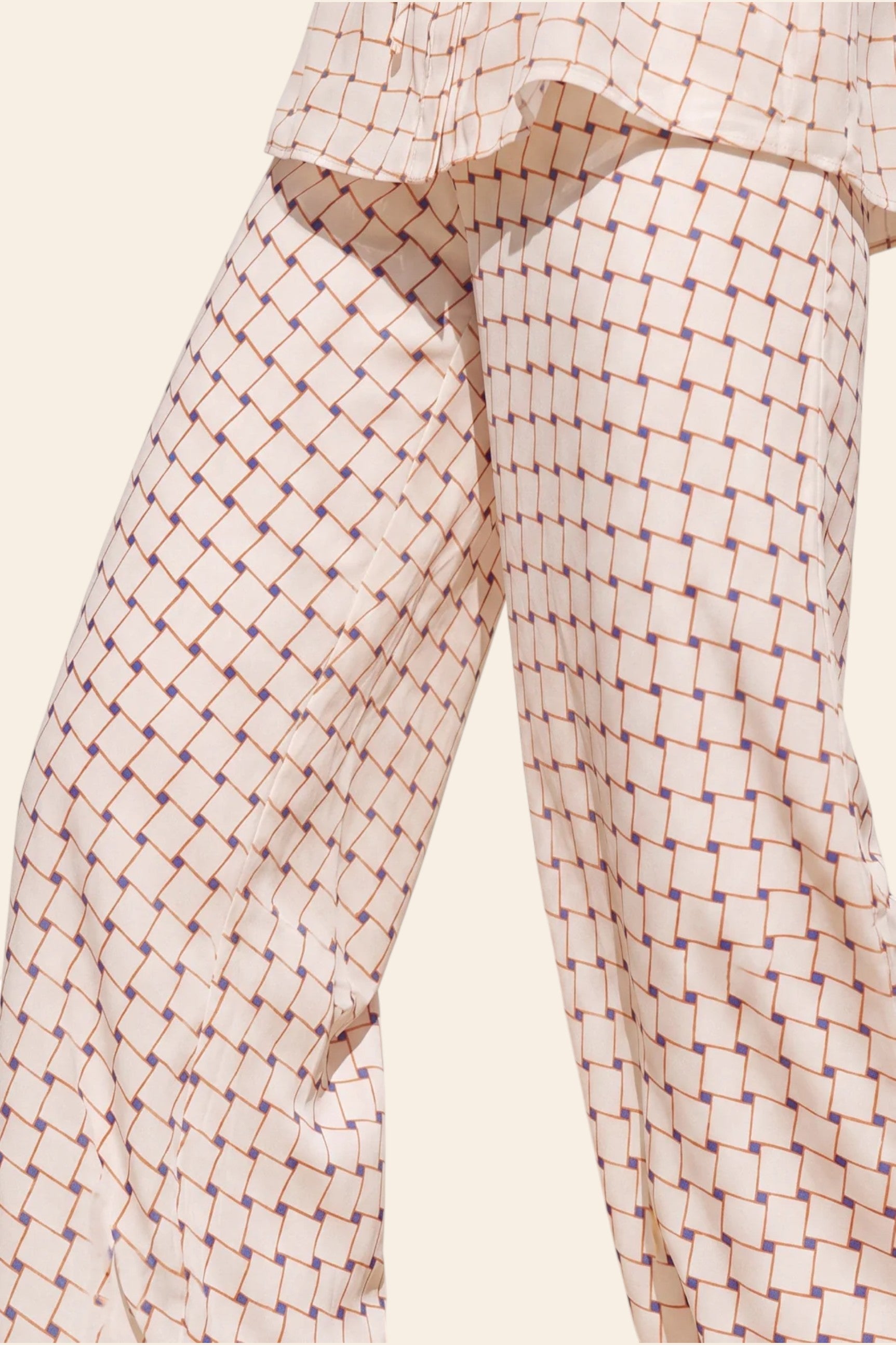 Nautanky ivory blouse and pants set, back view showing gathered silhouette