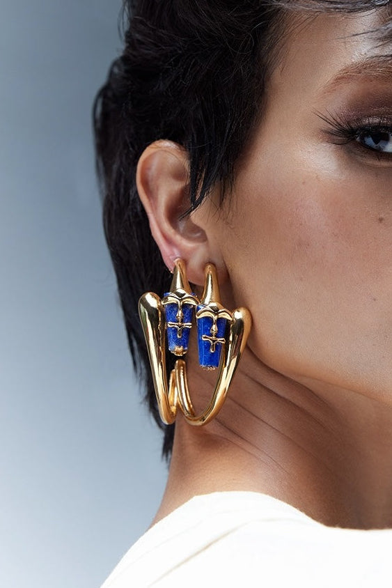 Outhouse Gold Lazuli Sculpt Hoop Earrings available on sincerelyindia