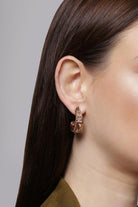 Outhouse-Orion Rose Gold Crescent Hoop Earrings-sincerelyindia.COM
