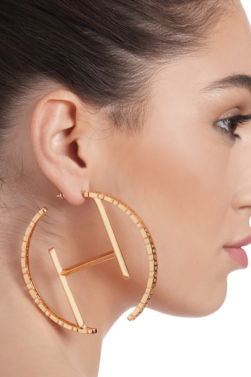 Outhouse-O.H Monogram Hoop Earrings-sincerelyindia.COM