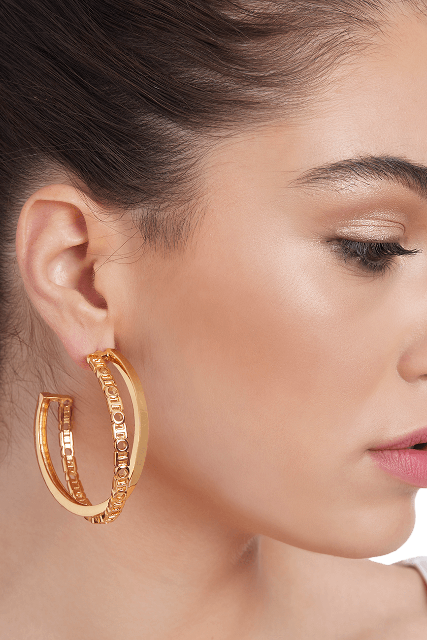 Outhouse-O.H Monogram Archway Hoops-sincerelyindia.COM